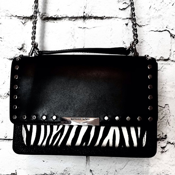 MICHAEL KORS JADE BLACK MULTI Calf Hair and Leather Shoulder Bag - Picture 4 of 12